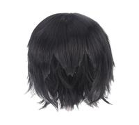 Qianly Peluca de Cosplay, Peluca de Disfraz, Peluca Básica de Moda Resistente Al, Peluca Completa, Peluca Corta para Actividades, Disfraz, Fiesta Temát, NEGRO