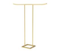 Qianly Perchero Metálico Exhibición Ropa Versátil Perchero con Curva y Base Rectangular Minimalista Expositor Prendas Inpendiente, Oro Champán
