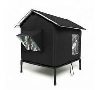 Qianly Refugio para Gatos al Aire Libre Casa para Gatos Cobertizo Refugio con Cuerpo Cerrado Patas y Protección contra Lluvia Aislado con Espuma y Forro de, Negro, Grande