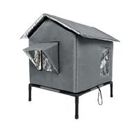 Qianly Refugio para Gatos al Aire Libre Casa para Gatos Cobertizo Refugio con Cuerpo Cerrado Patas y Protección contra Lluvia Aislado con Espuma y Forro de, Gris Oscuro, Grande