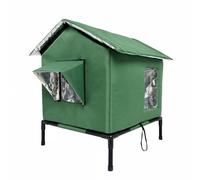Qianly Refugio para Gatos al Aire Libre Casa para Gatos Cobertizo Refugio con Cuerpo Cerrado Patas y Protección contra Lluvia Aislado con Espuma y Forro de, Verde Militar, Grande