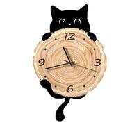 Qianly Reloj de Pared con Forma de Gato, Decoración de Pared, Regalos, Silencioso, con Números Arábigos, Adorno para Colgar en El Baño, La Cocina, La, 50 Cm Sin Onda