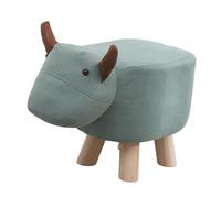 Qianly Reposapiés de Animales, Taburete para Niños, Puf Decorativo, Asiento para Sala de Juegos, Otomano con Diseño Infantil, Becerro Verde, Individual