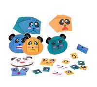 Qianly Rompecabezas de Expresión Juego de Bloques Emociones Caras en Madera para Niños y Padres Impulsa el Aprendizaje Colaborativo y la, Panda