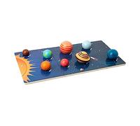 Qianly Rompecabezas Solar Madera Planetas Espacio Puzzle Infantil Educativo Redondo con Planetas Colocables Adecuado para Habilidades