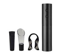 Qianly Sacacorchos Eléctrico Abrebotellas Recargable Portátil con Cortacápsulas Vertedor Tapón Al Vacío Base Y Cable de Carga Adecuado para Uso Doméstico Eve, Negro, Individual