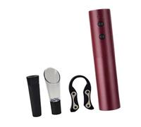 Qianly Sacacorchos Eléctrico Abrebotellas Recargable Portátil con Cortacápsulas Vertedor Tapón Al Vacío Base Y Cable de Carga Adecuado para Uso Doméstico Eve, Rojo, Individual