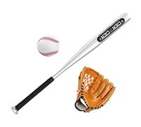 Qianly Set de Béisbol de Aluminio de Calidad con Pelota de Sóftbol para Niños Y Adolescentes, Guante Marrón Izquierdo