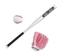Qianly Set de Béisbol de Aluminio de Calidad con Pelota de Sóftbol para Niños Y Adolescentes, Guante Izquierdo Rosa