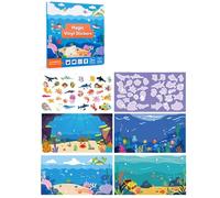Qianly Sticker Infantil Libro Pegatinas Reutilizable Vinilo Animales Dinosaurios Transporte Juego Interactivo para Desarrollo Adecuado para Juegos Familiar Viajes en Casa, Océano