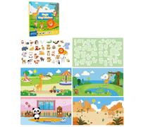 Qianly Sticker Infantil Libro Pegatinas Reutilizable Vinilo Animales Dinosaurios Transporte Juego Interactivo para Desarrollo Adecuado para Juegos Familiar Viajes en Casa, Animales