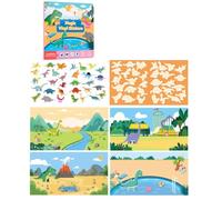 Qianly Sticker Infantil Libro Pegatinas Reutilizable Vinilo Animales Dinosaurios Transporte Juego Interactivo para Desarrollo Adecuado para Juegos Familiar Viajes en Casa, Dinosaurios