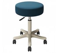 Qianly Taburete Giratorio con Ruedas Asiento Acolchado Silla de Estética con Ruedas Silla de Salón Regulable para Maquilladores, Peluquería, Tocador, Clínica, Blanco Roto, Rueda Negra