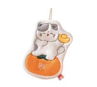 Qianly Toalla de Mano Colgante con Diseño de Gato de La Tela Coral Acolchada Lavable Y Compacta para Secar Manos Adecuada para Apartamento Hotel Dormi, Naranja, tal como se describe