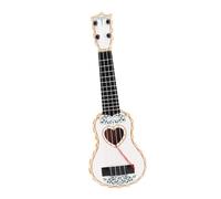 Qianly Ukulele para Niños Guitarra de Juguete Musical con Cuatro Cuerdas Nylon Ajustables Construcción Resistente Portátil Adecuado para Estimular, Blanco