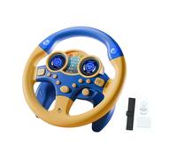 Qianly Volante de Juguete, Volante de Simulación de Conducción, Volante Musical para Juegos de Imitación, Base Desmontable, Efectos de Sonido, Juguete, Azul