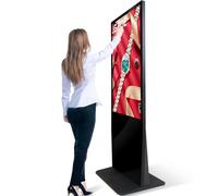 QIANMEI Quiosco Portátil De Señalización Digital, Pantalla Publicitaria LCD, Cartel Vertical De Pie De 1920 * 1080, con Reproductor De Anuncios Automático con Entrada WiFi HDMI/USB(55in)