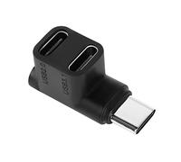 QIANRENON 1 a 2 USB C 3.1 90° Ángulo Adaptador 10 Gbps USB 3.1 Type C Macho a USB C3.1 y USB C2.0 Doble Hembra ángulo Recto Conector,Soporta 4k@60HZ HD 100W,para Smartphone Tableta Steam Deck
