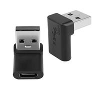 QIANRENON 10Gbps USB 3.1 a USB C 90° Ángulo Adaptador USB A Macho a USB C Hembra L Forma Ángulo Conector, para OTG dato Transferencia, para PC Portátil Tablet, 2Pcs (Curva Positiva/Hembra Arriba)