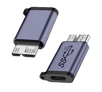 QIANRENON 10Gbps USB C Hembra a Micro B Macho Dato Carga Adaptador USB Type C a USB3.0 Micro B Macho Disco Duro Externo Convertidor,para SSD Disco Duro Externo Tablet Cámara Digital Phone Laptop,2Pcs