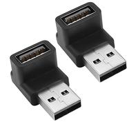 QIANRENON 10Gbps USB3.1 90 Grado Ángulo Adaptador USB3.1 Macho a Hembra L Forma Ángulo Conector USB3.1 Recto Ángulo acoplador Carga 3A OTG Dato Transferencia, 2Pcs (Curva Positiva/Hembra Abajo)