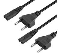 QIANRENON 2 uds 2 Pines de Red Euro UE Cable de Toma de Corriente Fig.8 C7 Cable de CA Cable de Cobre Compatible con Ordenador portátil estéreo CD PS2 Negro 1,5 M