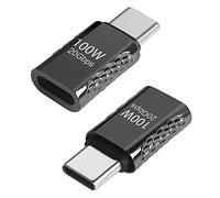 QIANRENON 20Gbps USB C Macho a Hembra Adaptador 100W USB3.2 Type C Macho a Hembra Conector, Zn Aleación, Soporte Audio y vídeo 8K, para Smartphone Tableta Steam Deck, Negro Brillante, 2 Pcs