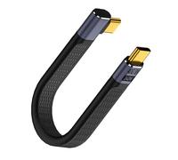 QIANRENON 240W USB4.0 C 90° ángulo PD carga rápida corto cable 40Gbps Type C Macho a Recto Ángulo Macho Plano Flexible Dato Cable,para Thunderbolt 4 Smartphone Power Bank,13cm/5.1in,(Curva lateral)
