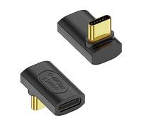 QIANRENON 240W USB4.0 C 90 Grado Ángulo Adaptador 40Gbps Type C 4.0 Macho a Hembra Recto Ángulo Conector, soporta 8K Audio/Video PD240W/50V Carga, para Tablet Laptop Steam Deck, 2Pcs(Curva Positiva)