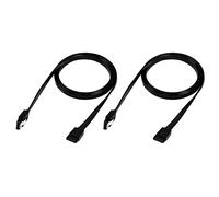 QIANRENON 2PCS SATA 3.0 Cable (100cm), Cable Plano SATA 3.0 Giratorio en ángulo Recto de 90 Grados, 6.0Gbps, para Disco Duro SATA HDD, SSD, Unidad de CD. Negro. 100 cm/39,37 Pulgadas