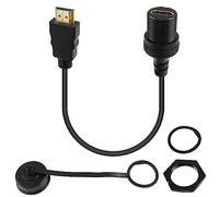 QIANRENON 4K HDMI Roscada Fijación Impermeable Cable HDMI 2.0 Macho a Hembra Coche Dash Montaje Extensión cable HDMI 2.0 HD Mostrar Montaje Toma 4K@60Hz, para Car Truck Boat, 30cm/11.8in