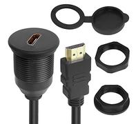 QIANRENON 4K HDMI Roscado Montaje Empotrado Impermeable Cable Adaptador HDMI 1.4 Macho a Hembra Panel Montaje extensión Cable, Apto para Escritorio, salpicadero, Panel de Equipo, 1m/3.3ft