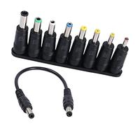 QIANRENON 8 en 1 Portatil Corriente Adaptador Tip DC 5.5mm*2.1mm Hembra a Multi-Spec DC Macho Convertidor Enchufe, con DC5521 Male Cable, para Equipos de cámaras LED CCTV, 1 Lote de 8