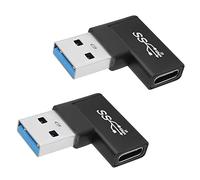 QIANRENON 90° Ángulo USB 3.1 a USB C Adaptador 10Gbps USB A Macho a Type C Hembra Recto Ángulo L Forma Conectore,para dato Transferencia OTG,para portátile Tableta,2Pcs (Recto Ángulo Curva Lateral)
