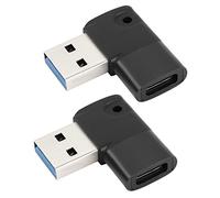 QIANRENON 90 Grado USB 3.0 a USB C Adaptador 5Gbps USB A Macho a Type C Hembra ángulo Recto Acoplador, L Forma Transferencia Dato Carga Conector, para PC Portátil Tableta Cargador USB, 2 Pcs