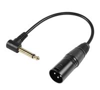 QIANRENON 90 grados Ángulo TS 6.35mm a XLR No balanceado Cable Ángulo recto TS1/4 Mono Enchufe a XLR Macho Audio alargadore cable, para Micrófono Guitarra Amplificadore Mezcladore, 30cm/11,8in