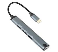 QIANRENON Active USB Hub,Tipo C a USB3.0 con Puerto de Audio de 3,5 mm, Adecuado para teléfonos móviles, tabletas, Unidades Flash USB, teclados, Ratones, Auriculares, micrófonos, etc.