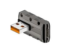 QIANRENON Adaptador de ángulo de 10 Gbps 120 W USB 3.1 a USB C 90°, metal estilo Mech USB 3.1 macho a USB C hembra L conector de ángulo, LED/orificio colgante, para ordenador portátil, cargador de