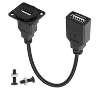 QIANRENON Adaptador de cable corto USB 2.0 de montaje en panel USB 2.0 hembra a hembra acoplador de montaje fijo, panel D/XLR para transferencia de datos, extensión de carga USB 2.0, 23 cm