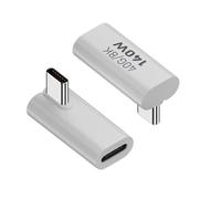 QIANRENON Adaptador de datos USB 4.0 C de ángulo de 90°, extensor de 140 W, 40 Gbps, tipo C, macho a hembra, conector de carga en ángulo recto PD140W/8K a 60Hz, casco Al, para Thunderbolt 3 iPhone 15