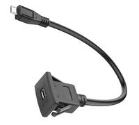 QIANRENON Adaptador de montaje a presión cuadrado micro USB macho a hembra, cable de extensión de conector de montaje fijo integrado, 480 Mbps 5 V2 A, para escritorio de salpicadero de coche/caravana