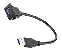 QIANRENON Adaptador de montaje a presión cuadrado USB 3.0 de 5 Gbps, cable corto USB 3.0 macho a hembra, conector de datos de carga de montaje fijo, cable de extensión de 5 V/2 A, para panel de