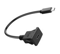 QIANRENON Adaptador de montaje cuadrado USB C de 5 Gbps, carga rápida, cable corto PD60 W USB tipo C 3.0 macho a hembra, panel de montaje integrado, para salpicadero de coche, 30 cm