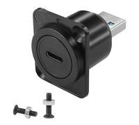 QIANRENON Adaptador de Montaje de Panel USB 3.0 a USB C de 5 Gbps, Conector de Datos Macho a Hembra Tipo C, Montaje en Panel D/XLR para Transferencia de Datos/Carga