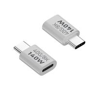 QIANRENON Adaptador extensor USB C de 140 W, 40 Gbps, USB tipo C 4.0, conector de datos macho a hembra, compatible con PD140W (28V5A)/pantalla fundida de 8K a 60Hz, casco de aleación Al para