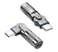 QIANRENON Adaptador giratorio micro USB a USB C, rotación de 180°, conector de datos de carga giratorio micro a USB C, 3 A, 480 Mpbs, carcasa