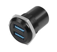QIANRENON Adaptador USB 3.0 Dual de montaje de rosca, USB 3.0, 2 hembras a 2 hembras, conector redondo, 2 puertos USB 3.0, convertidor de datos, 5 Gbps, 5 V, 2 A, para transferencia de datos USB/carga