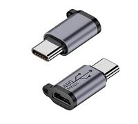 QIANRENON Adaptador USB C Macho a Micro USB Hembra, Enchufe a Conector de Datos, Soporta Carga de 18 W, 9 V/2 A, Aleación de Al / Agujero para Colgar, Carga o Transferencia de Datos