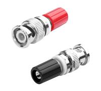 QIANRENON BNC a conector banana de 4 mm, adaptador de bloque de terminales único BNC macho a hembra banana de 4 mm, conector de osciloscopio M4, conector banana rojo y negro, bloque de terminales para