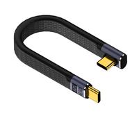 QIANRENON Cable corto de datos USB 4.0 C macho a conector de ángulo de 90°, 240 W, tipo C, PD, cable plano flexible, para Thunderbolt 4 Smartphone Power Bank, 13 cm (curva vertical)
